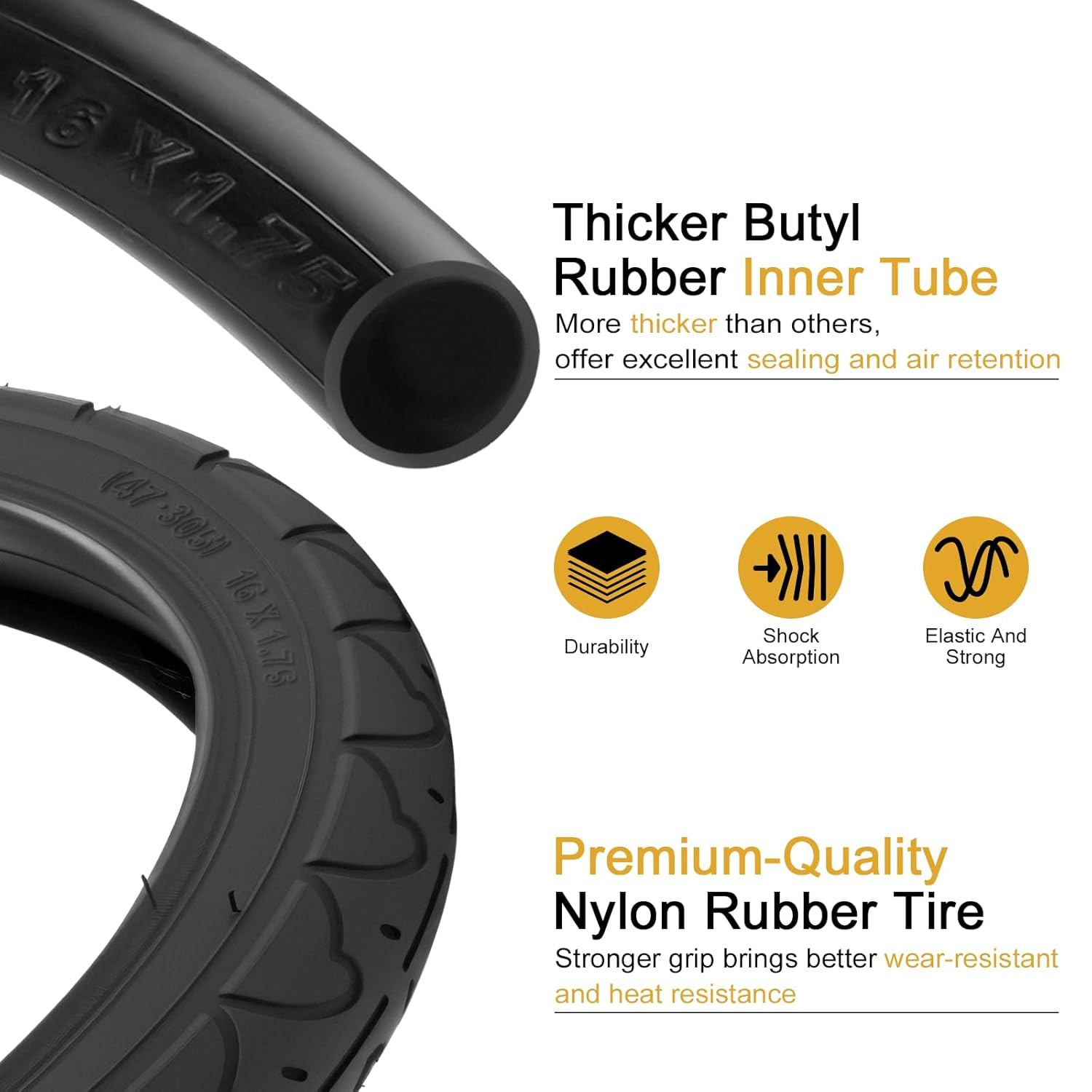 BOB Stroller Tires - 16x1.75/2.125 Replacement Tires & Tubes for Revolution SE & Duallie Joggers | 2 Sets