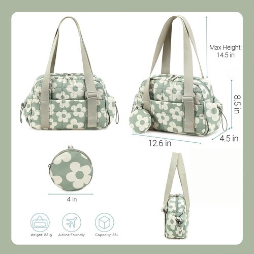 CAMTOP Mini Gym Bag - Quilted Sports Duffel with Wet Compartment & Coin Purse | Perfect for Yoga & Workouts