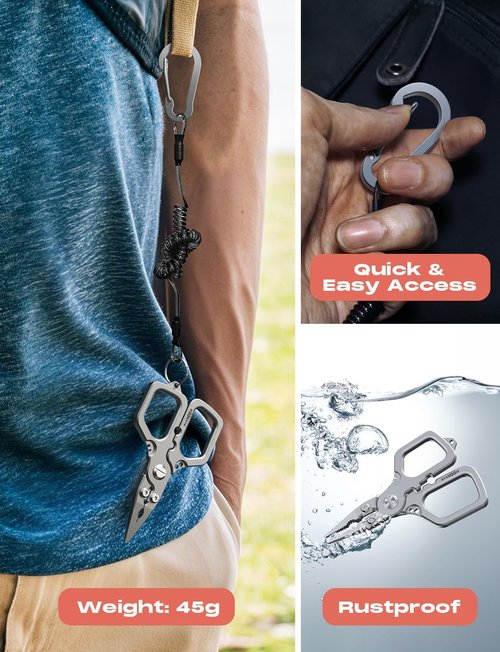 HOOK-EZE Fishing Pliers - Saltwater Resistant Scissors & Knot Tying Tool with Lanyard | Perfect Gift for Men