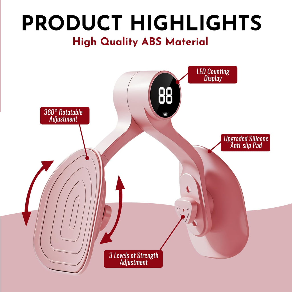 Pelvic Floor Thigh Exercise Device - Portable Kegel System Strengthening Exerciser for Men Women Inner Outer Muscle - Hip Abductor Master Trainer & Leg Workout Toner Equipment for Home Fitness