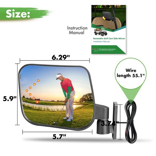 10L0L Golf Cart Mirrors with Turn Signal Side Rear View Mirror Set Compactible with EZGO Club Car Yamaha Gas & Electric Golf Carts