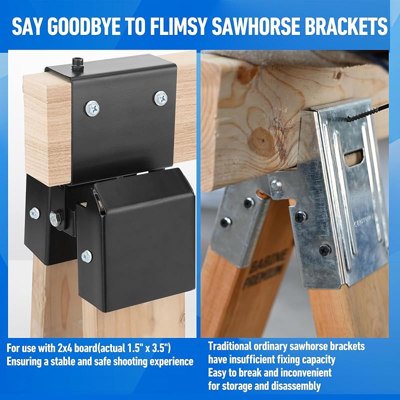 2x4 Target Stand Kit – Heavy-Duty Saw Horse Brackets (2 Pack) for Shooting & Archery