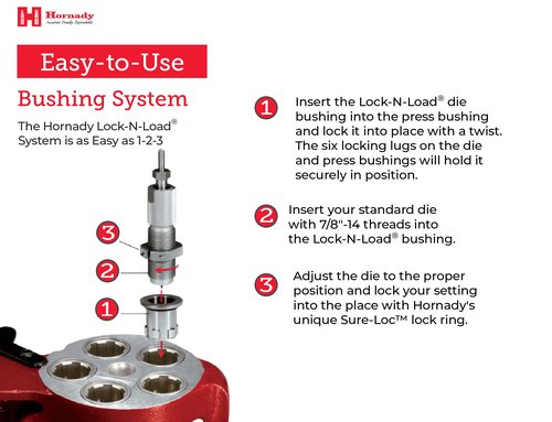 Hornady Lock-N-Load Die Bushings, 10 Pack – Change Dies Quickly with a Simple Twist – Compatible with All Hornady Reloading Presses - Item No. 044096