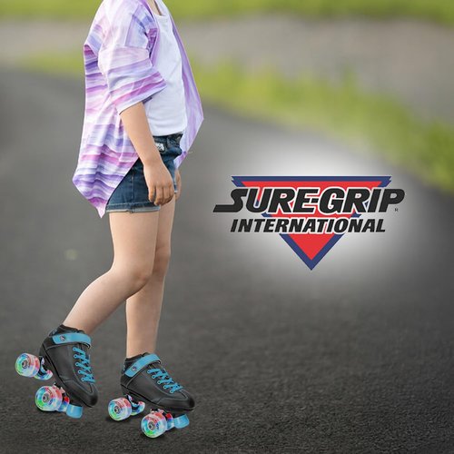 Sure-Grip Sugar & Spice Kids Roller Skates - Durable Vinyl Boot with Comfortable Padding - Features Indoor/Outdoor Light-Up Wheels - Lightweight Nylon Plate & Trucks - Available in Junior Sizes Only
