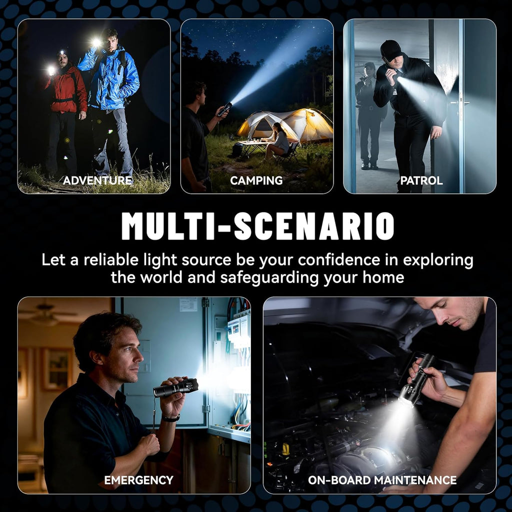 VIBELITE LED Flashlight - High Lumens, 5 Modes, Zoomable & Waterproof | Perfect for Hiking & Camping, 2 Pack