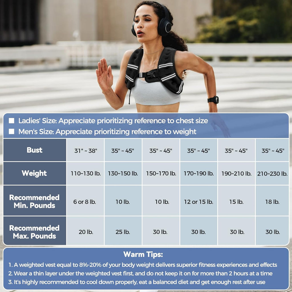 Zeerun Weighted Vest - Comfortable & Durable Rucking Vest with Reflective Stripe | Adjustable for Walking, Running & Strength Training