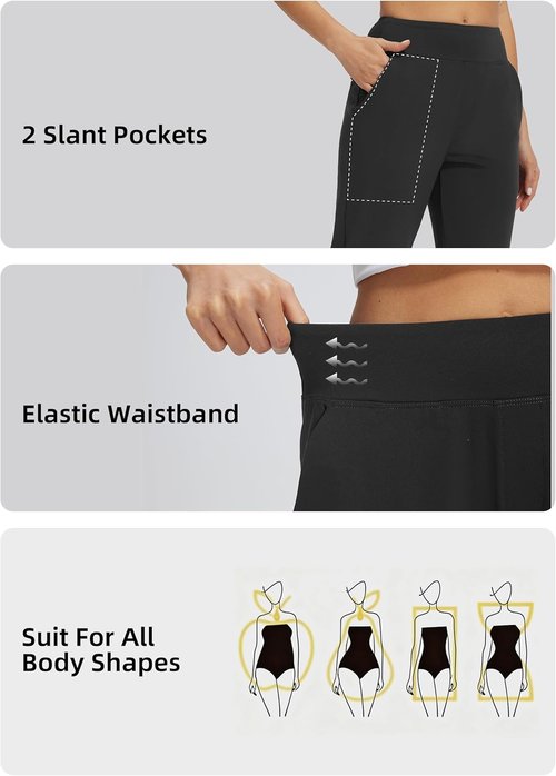 Libin Women's Golf Pants - Stretchy 7/8 Ankle Athletic Slacks with 4 Pockets for Casual Travel