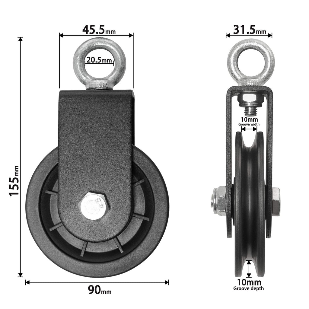 Vishusju 90mm Pulley Wheel for Cable Machines Silent Bearing Home Gym Equipment Pull Down Attachment Weight Lifting Pulley Traction