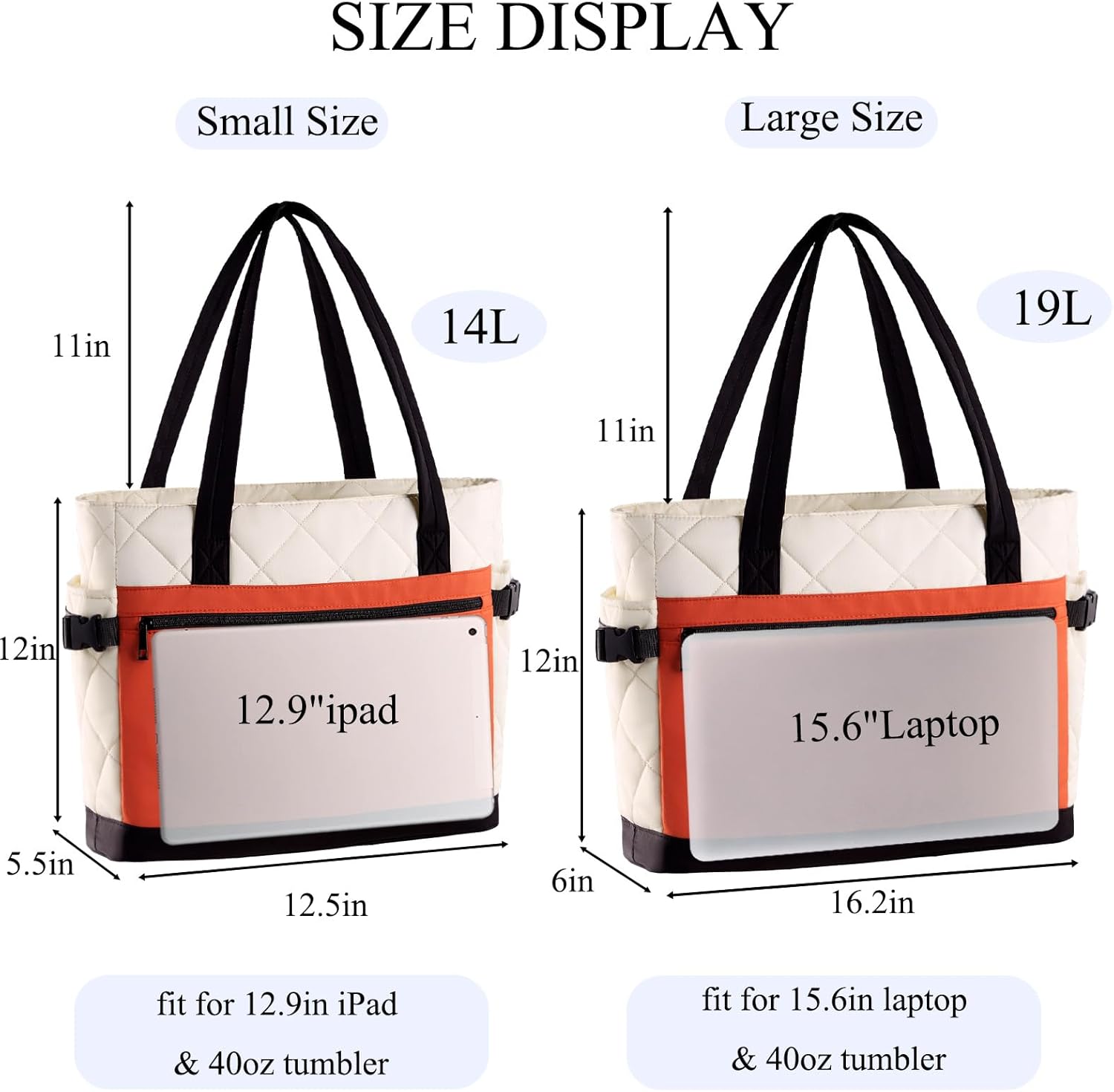 Skiennix Puffer Tote Bag - Stylish Work Bag with Cup Holder & Compartments | Quilted Travel Tote
