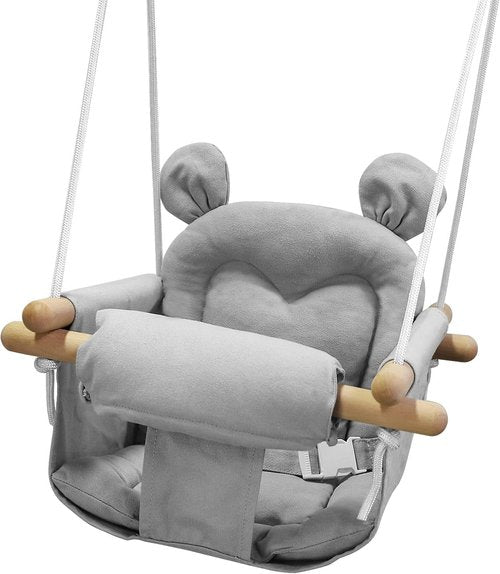 GFU Baby Swing - Secure Canvas Infant Swing for Indoor & Outdoor Use | Wooden Hanging Seat
