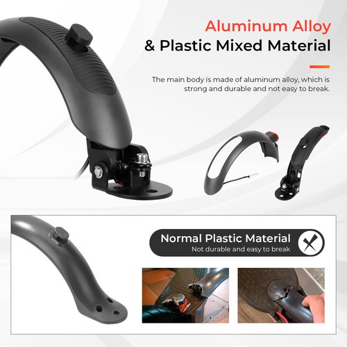 LUCK4U Scooter Rear Fender Replacement Accessory with tail light with brake Compatible with Xiaomi M365 Pro Pro 2 1S MI3 Swagger 5 Scooter Gray