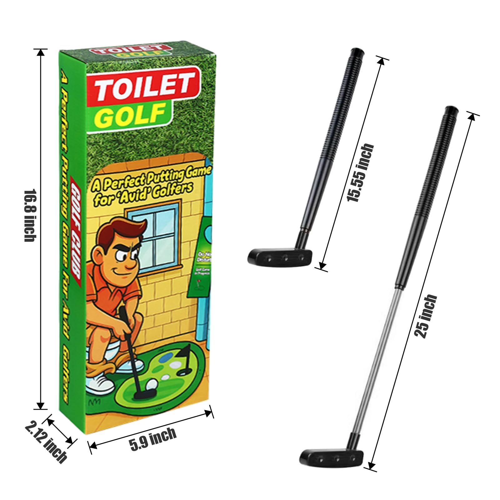 PITCOTT Toilet Golf Game, Mini Golf That Can Be Played in The Bathroom - Wonderful Toilet Time, Gag Gifts,Funny White Elephant Gift, Prank Gift for Dad Husband, Boyfriend, Men