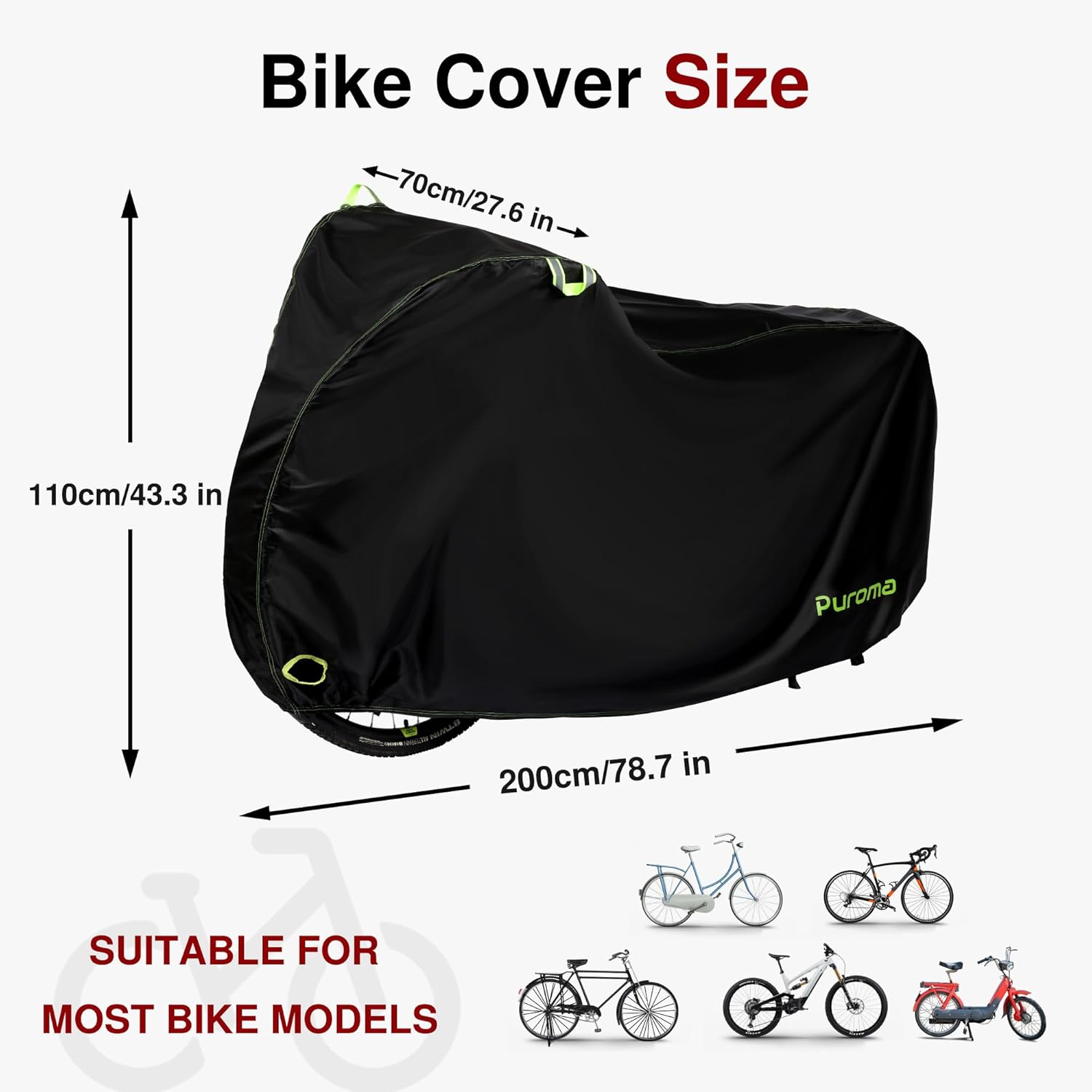Puroma Bike Cover - 210D Waterproof Outdoor Storage for 1-3 Bikes | UV & Dust Protection, Lock Hole