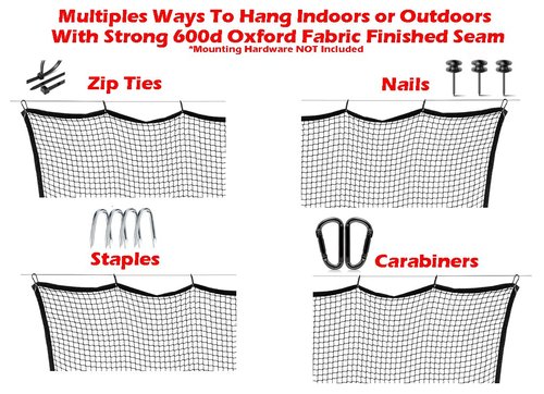 10FT x 10FT Strong Durable Heavy Duty Frequent Use Sports Barrier Net with Around Finished Seam Hitting Practice Nylon Netting High Impact Indoor Outdoor for Golf Baseball Hockey Soccer