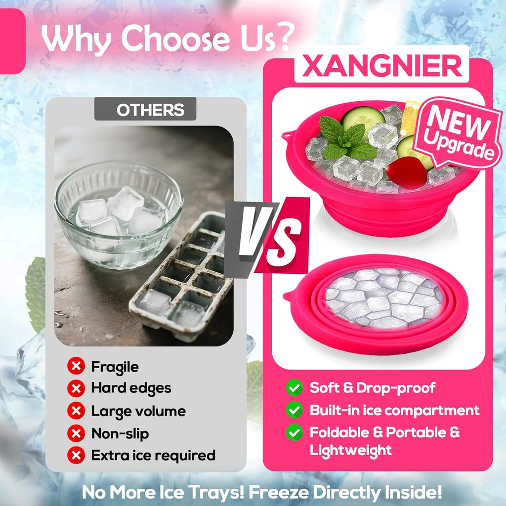 XANGNIER Face Bowl - Collapsible Silicone Ice Bath for Cold Plunge Therapy & Skin Tightening | Black Spa Tool