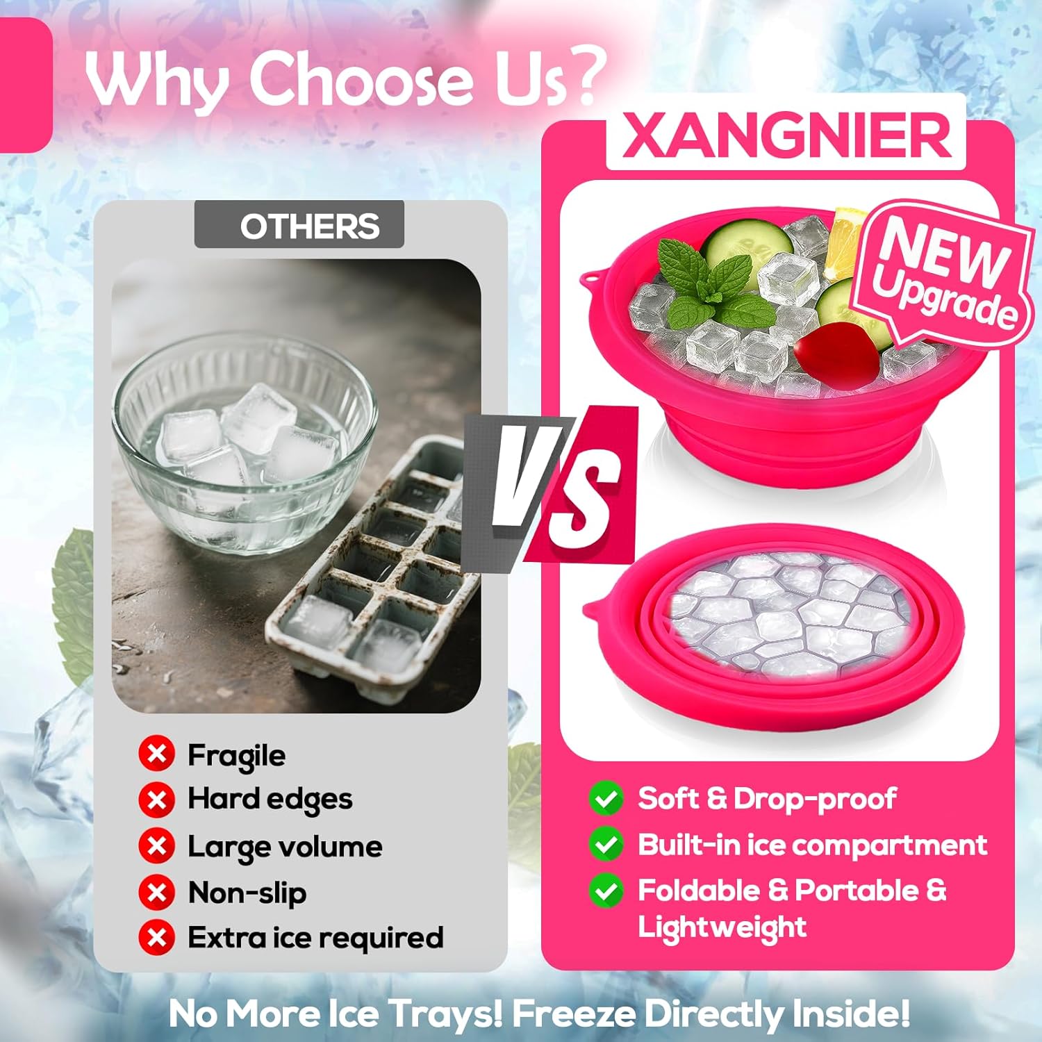 XANGNIER Face Bowl - Collapsible Silicone Ice Bath for Cold Plunge Therapy & Skin Tightening | Black Spa Tool