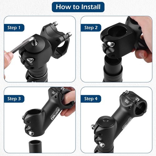 TRIWONDER 31.8 Bike Stem 45 Degree 90mm Bicycle Handlebar Stem Riser Bar Clamp MTB Stem for Road Bike Mountain Bike BMX