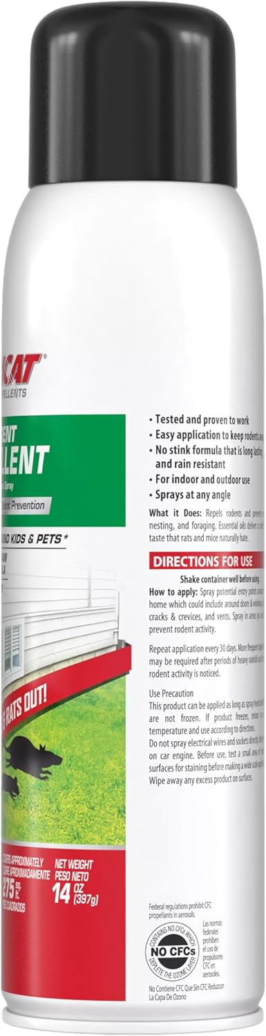Tomcat Rodent Repellent Spray - No-Stink Indoor & Outdoor Mouse & Rat Deterrent | 14 oz Cinnamon, Peppermint & Garlic Formula