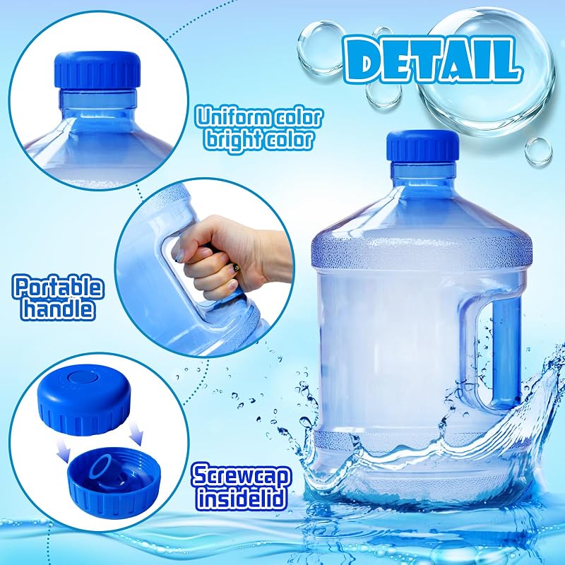 1 Gallon Water Bottle Twin Pack with Screw Cap and Handle