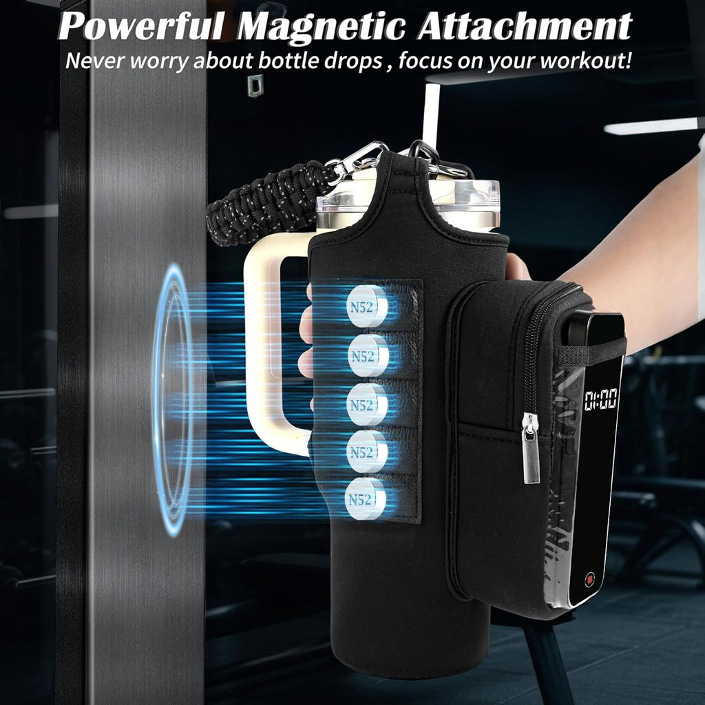 Skiennix Magnetic Gym Bag - Water Bottle Carrier Holder with Strap for Stanley - Compact Accessory Pouch