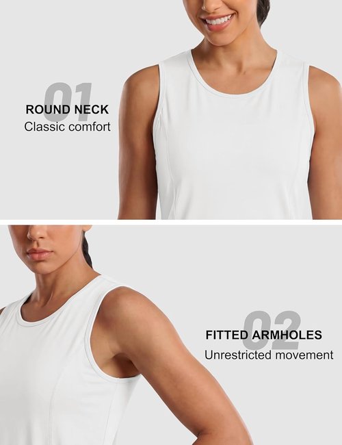 MAGCOMSEN Women's Sleeveless Workout Tank Tops - UPF 80+ Dry Fit Athletic Gym Wear for Summer