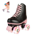 jessie Roller Skates for Girl and Women, PU Leather Flash Kids Roller Skates, Classic Adjustable Four-Wheel Beginner Girl Skates Roller Skates Girls Ages 8-12 for Indoor Outdoor (Flash Wheel 37)