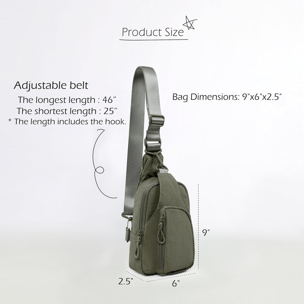 ODODOS Sling Bag - Lightweight Crossbody Chest Bag with Adjustable Straps for Casual Travel & Hiking