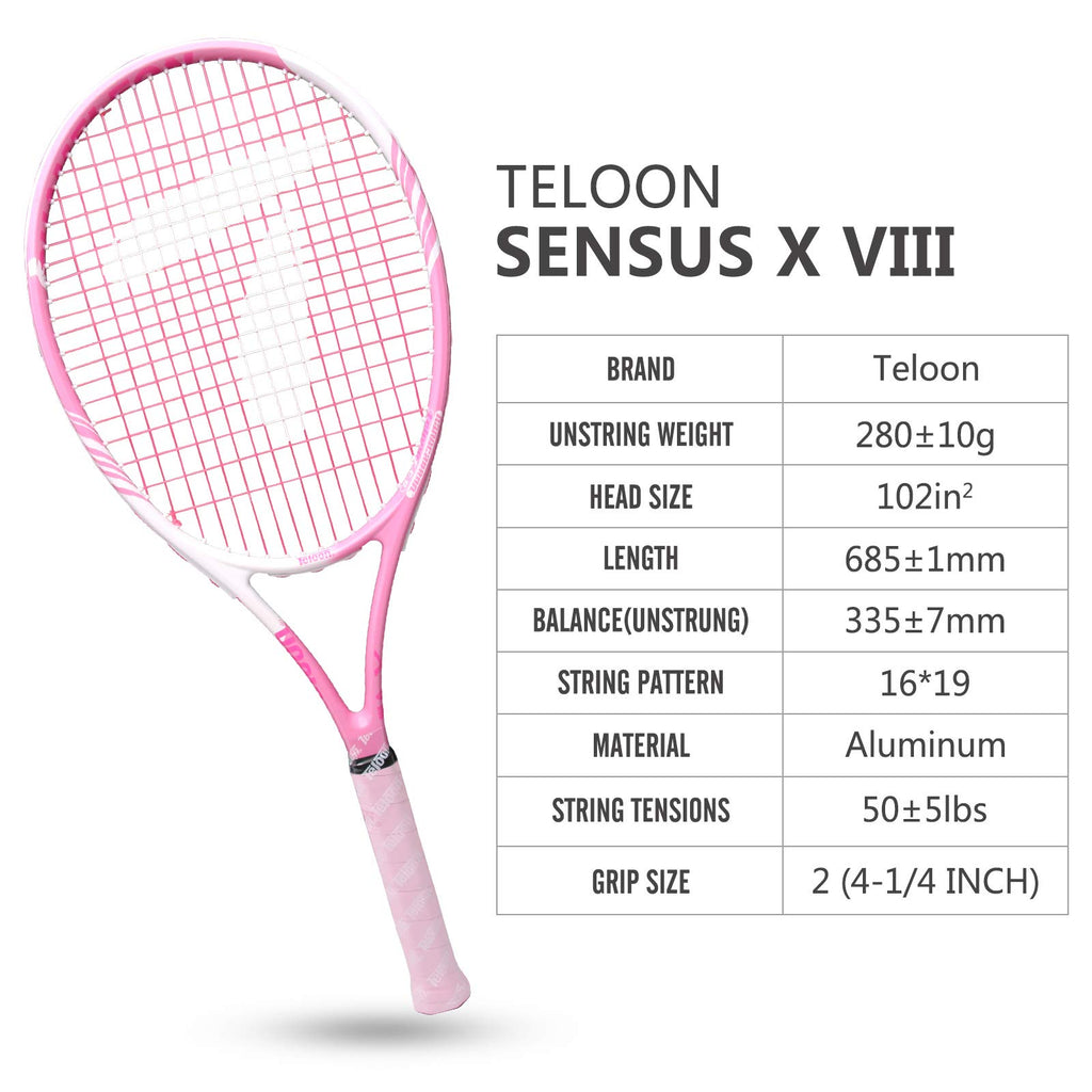 Teloon Tennis Rackets for Adults 2 pcs Recreational -27 inch Tennis Racquet for Men and Women College Students Beginner Tennis Racket.… (Black-Pink)