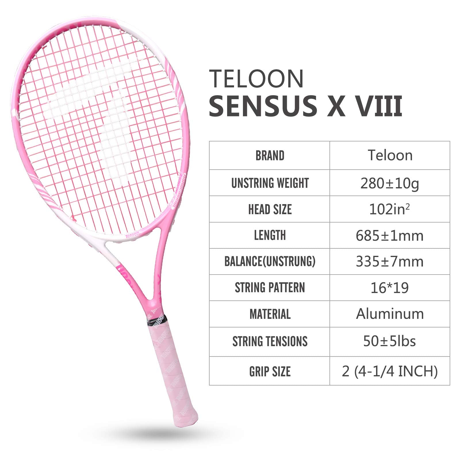 Teloon Tennis Rackets for Adults 2 pcs Recreational -27 inch Tennis Racquet for Men and Women College Students Beginner Tennis Racket.… (Black-Pink)