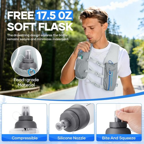 Maelstrom Running Vest - Adjustable Lightweight Hydration Pack with 500ml Soft Flask | Ideal for Trail Running, Hiking, and Cycling
