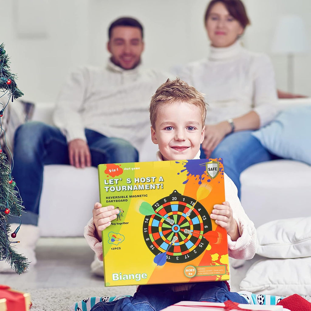 Skiennix Magnetic Dart Board - Safe Indoor & Outdoor Game for Kids 8-14 | Includes 12 Darts