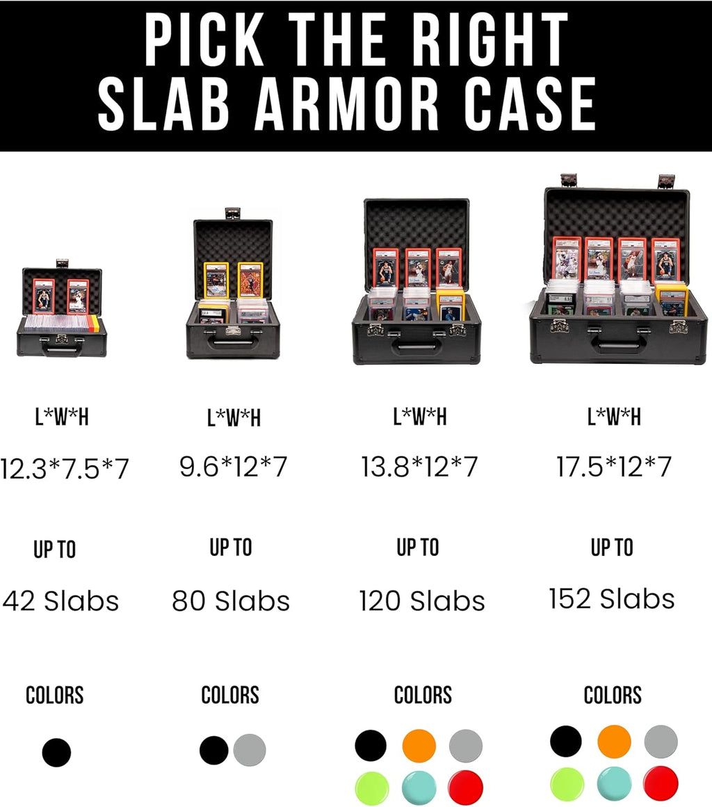 SLAB ARMOR Graded Card Storage Box - 3 Row Case for 120+ PSA Slabs | Black with TSA Approved Lock