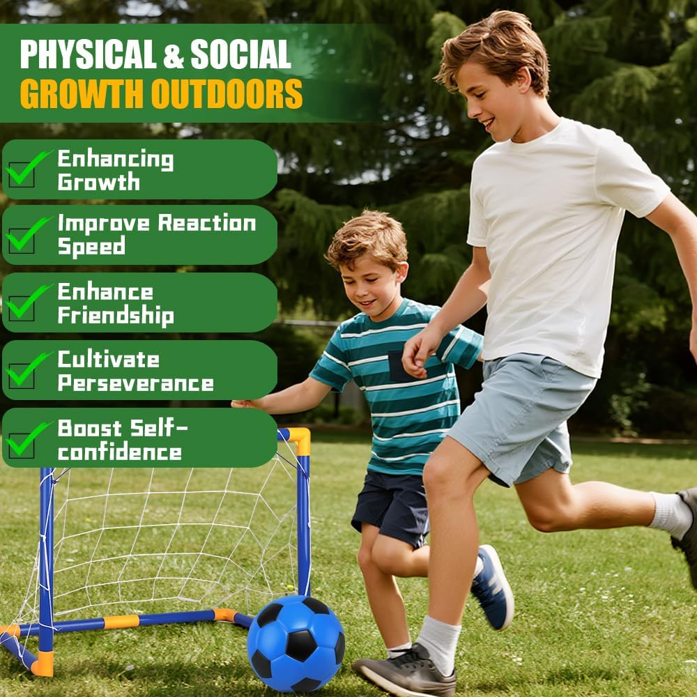 Soccer Goal Set - Portable Mini Soccer Net with 3 Balls for Kids | 23" W x 18" H x 12" D