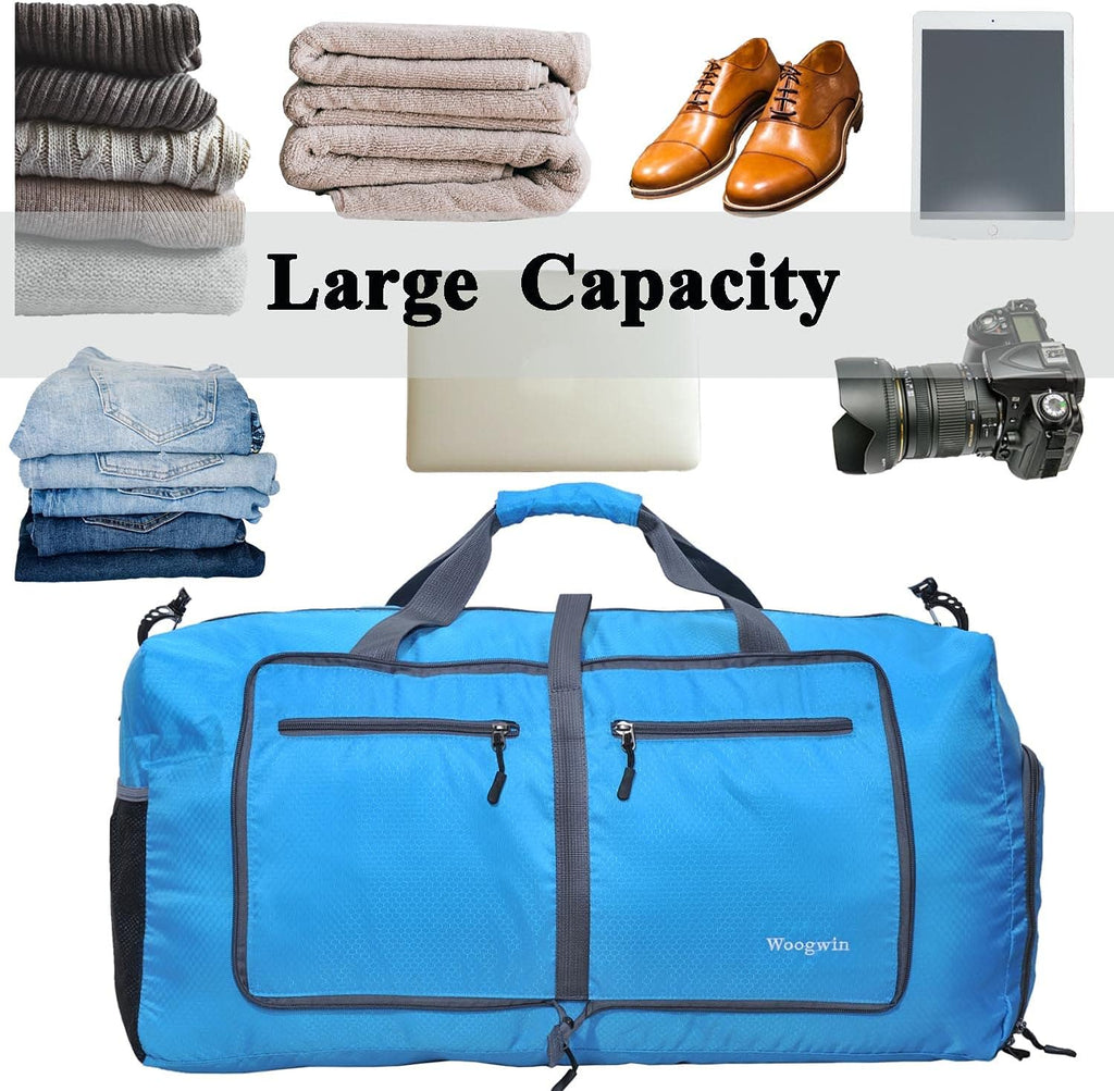 Woogwin Travel Duffel Bag - Large Waterproof & Foldable Overnight Bag for Gym, Beach, Pool