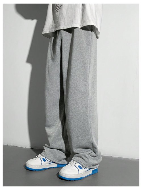 RoseSeek Boy's Baggy Pants Letter Elastic High Waisted Wide Leg Sweatpants Athletic Track Pants Joggers Grey 12Y
