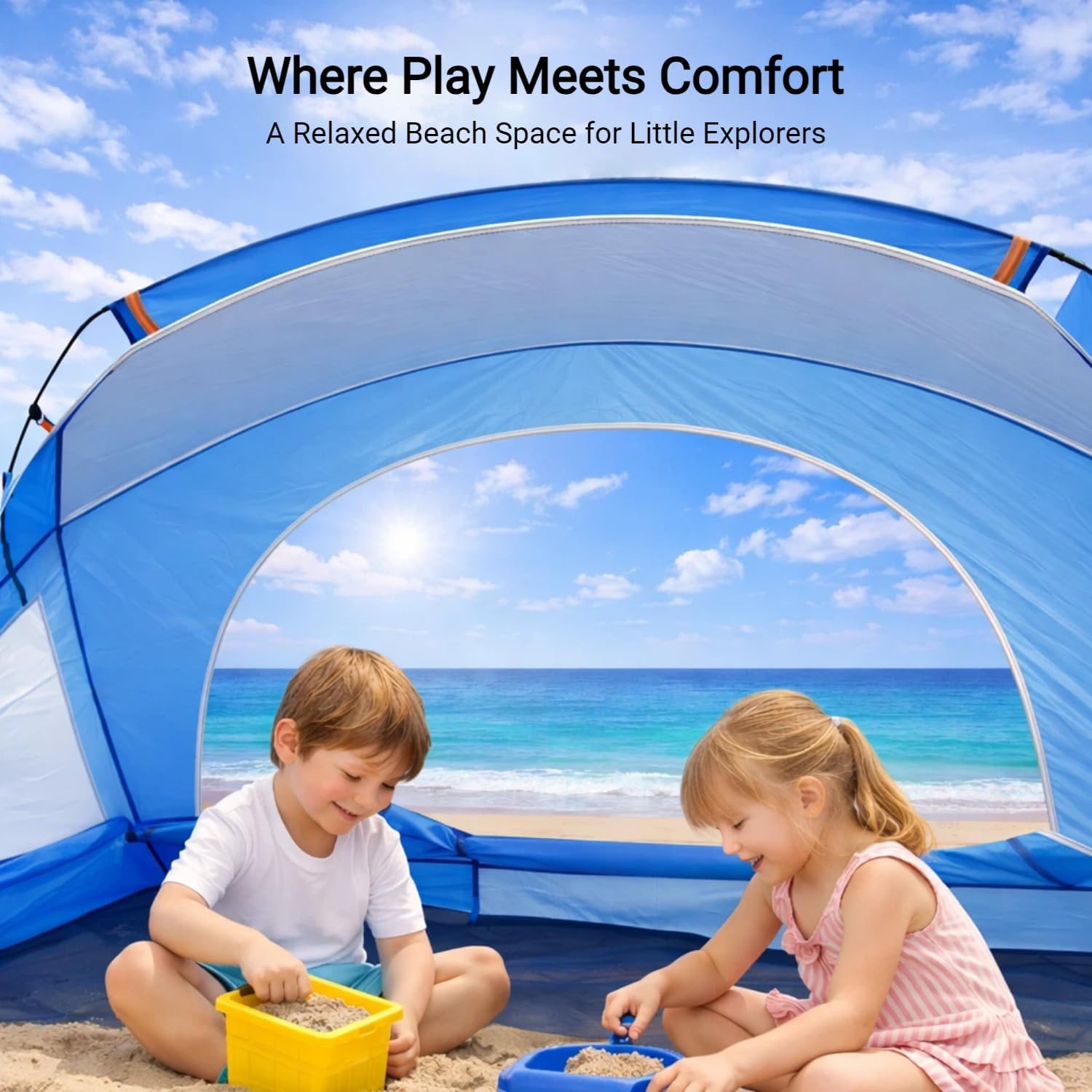 Skiennix Beach Tent - Portable Sun Shelter for 2-8 People | UPF 50+ UV Protection & Easy Setup