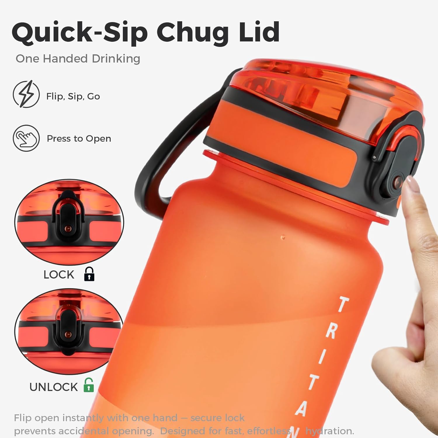 Skiennix 32oz Water Bottle - Leakproof Frosted Tritan with Chug Lid | Portable for Gym, Office, Travel (Red)