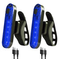 2 Pack USB Rechargeable LED Bike Tail Light Bicycle Rear Cycling Night Essential Reflector Seat Back Safety Lamp 4 Modes Waterproof Bright Warning Flash MTB Light for Men Women Kids (Blue)