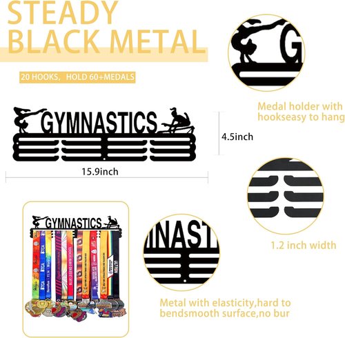 Goutoports Medal Hanger Display Rack - Personalized Award Ribbon Organizer for 60 Medals | Wall Mount Design