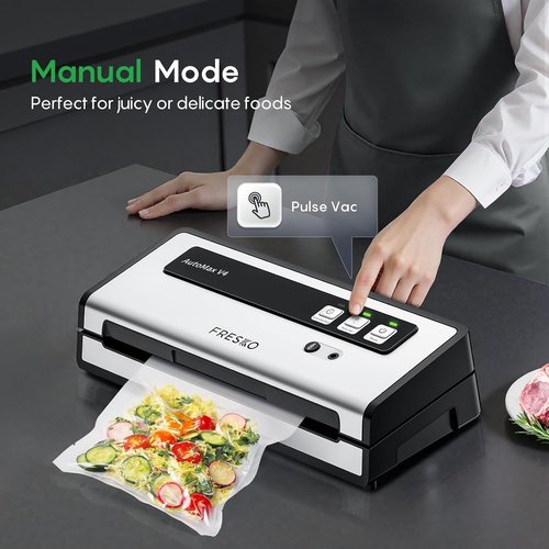 FRESKO Vacuum Sealer Machine - Automatic Bag Detection & Double Heat Seal | Starter Kit Included