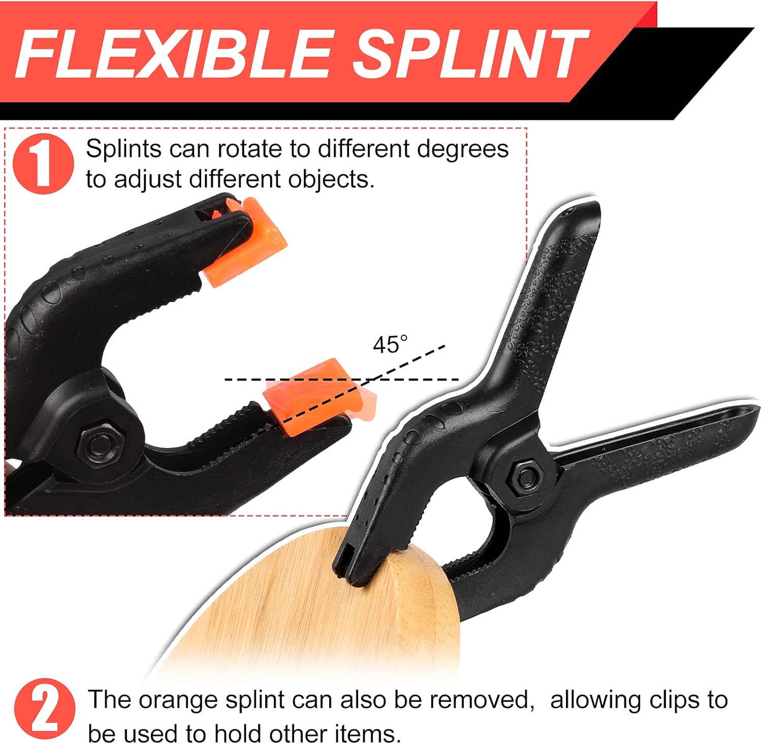 Skiennix 12 Pack Plastic Spring Clamps - 3.5 Inch Heavy Duty Clips for Crafts & Photography (Black)