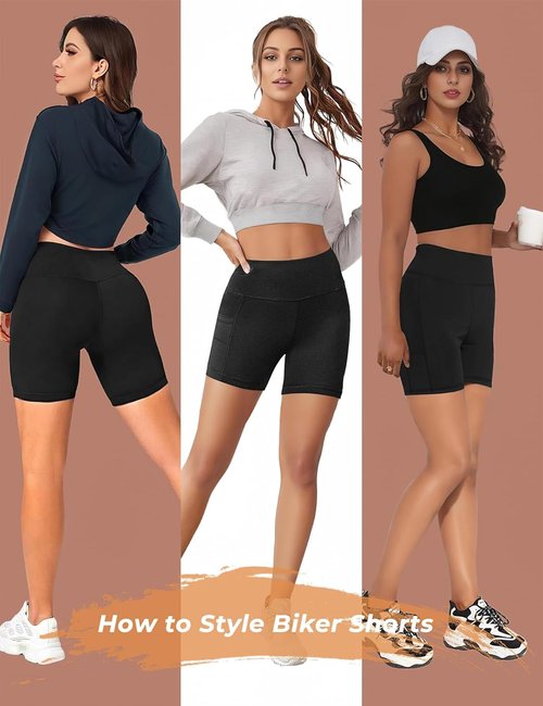 Buauty Biker Shorts - High Waisted Tummy Control Yoga & Workout Spandex Shorts with Pocket | 5"/8"