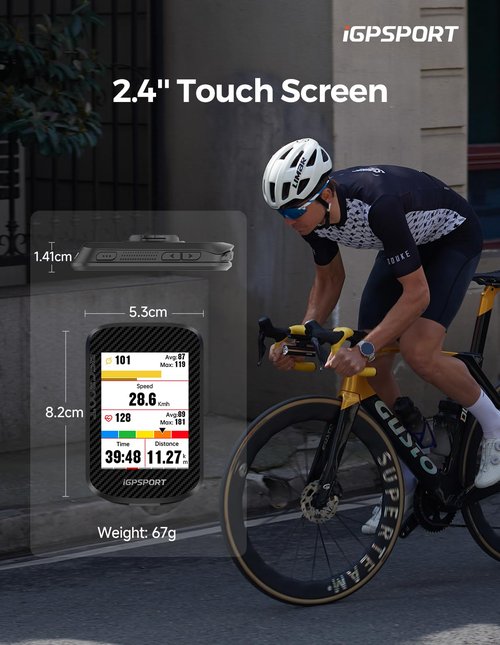 iGPSPORT BSC300T Wireless Bike Computer GPS, Touchscreen Offline MAP Navigation Off Course Warning Compatible with Insta360, for Ebike Road Bike MTB (Touch Screen&Button)