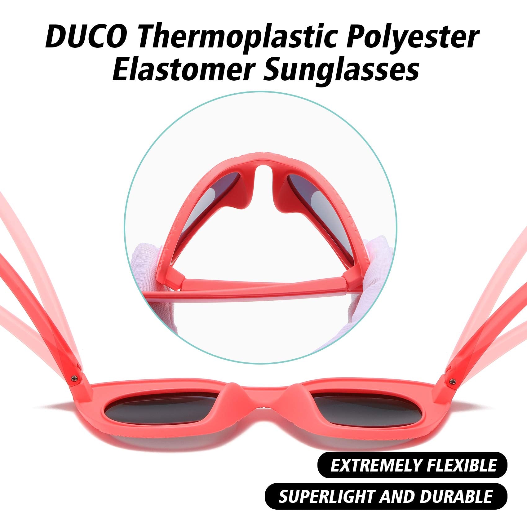DUCO Cute Polarized Kids Sunglasses for Girls Boys Flexible Children Shades UV Protection Age 6-10 K018