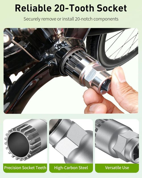 Pawfly Upgraded Bicycle Crank Puller Set, Bike Crank Removal Tool, Bottom Bracket Tool with 20-Tooth Socket, Wrench & Top Cap, Bike Repair Kit for Square Taper Shimano & ISIS Splined Crank Arm