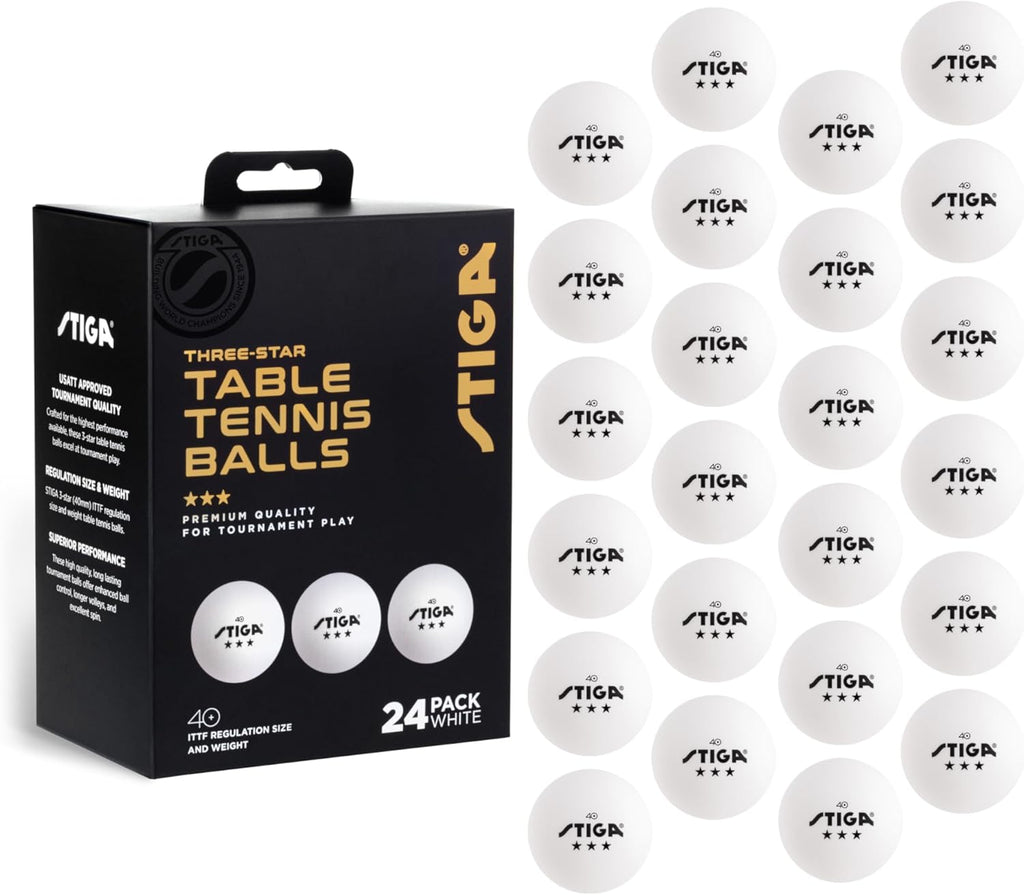 Stiga 3-Star Table Tennis Balls - High-Quality Performance | Perfect for Training & Competition