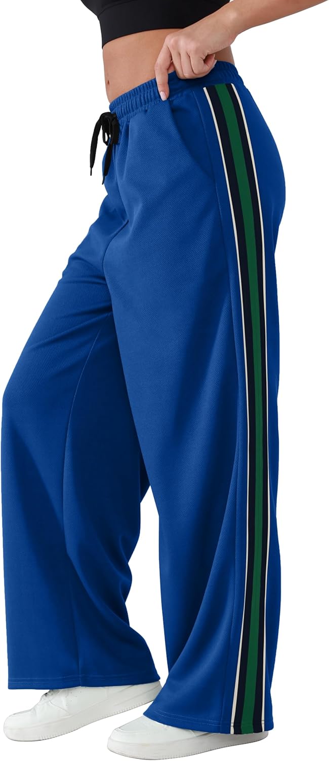 Skiennix Women's Wide-Leg Track Pants - High Waist, Quick-Dry Athletic Pants with Pockets