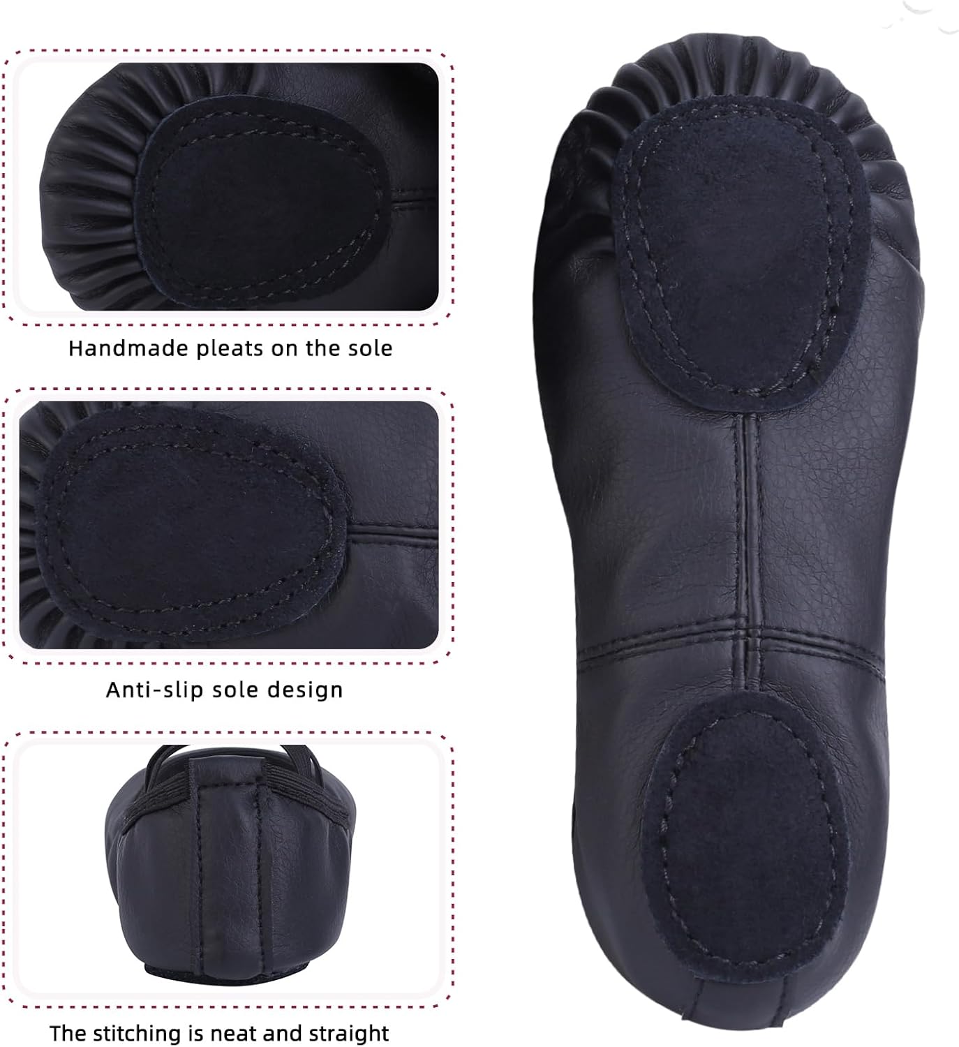 Skiennix Girls Ballet Shoes - Soft Leather Slippers for Toddlers, Little & Big Kids