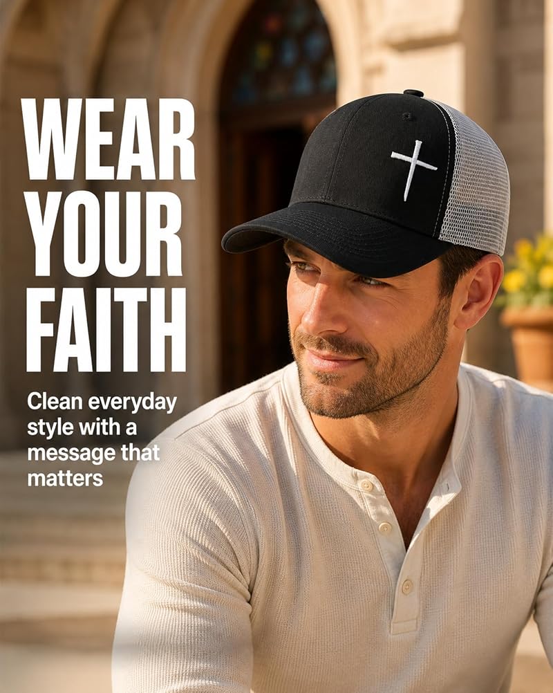 Cross Hat for Men & Women - Breathable Trucker Cap, Black (Variation: Black)