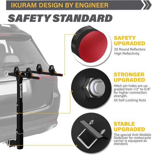 2 Bike Rack - Skiennix Hitch Mount Bicycle Carrier | Foldable Design Fits 2" Hitch Receiver